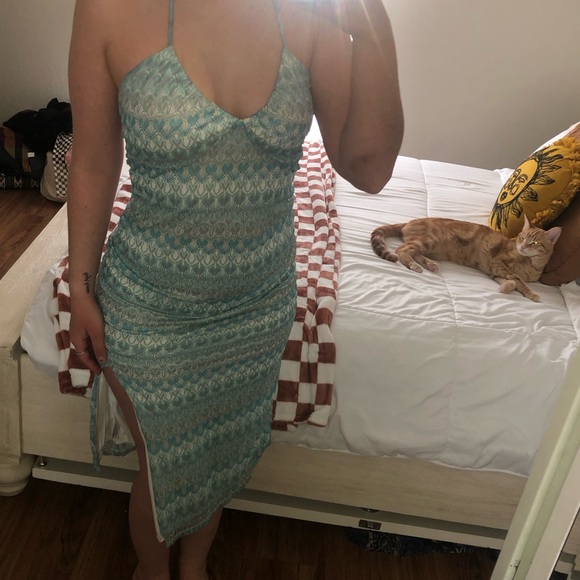 WILD FABLE - Crochet Multicolored midi dress with slit - Picture 3 of 6